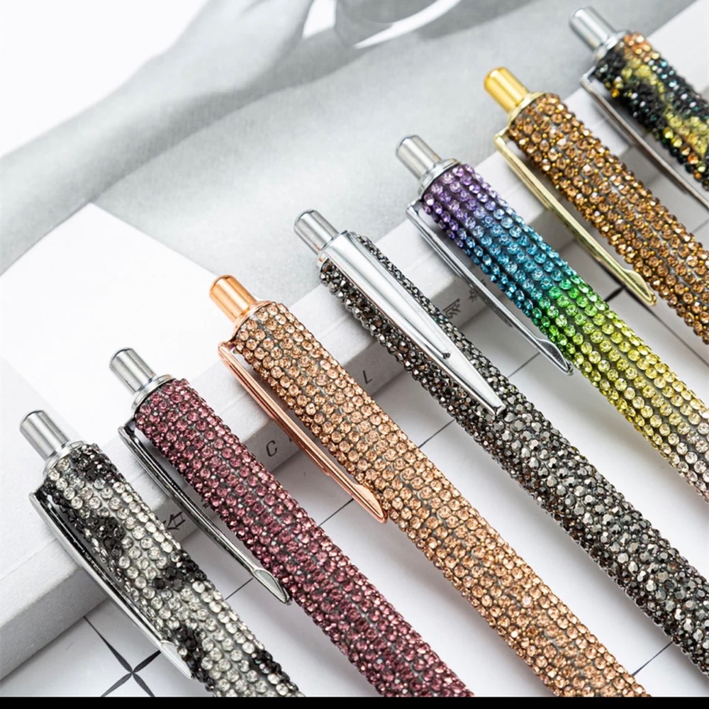 Bright Sparkling Diamond Ballpoint Pen-Gold